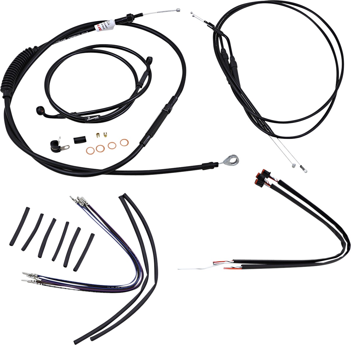 Black Control Cable Kit 14" Tall Apehanger - HD Sportster Non-ABS - Click Image to Close