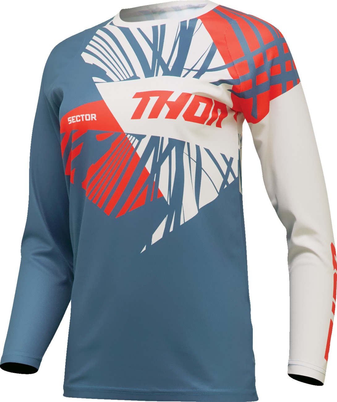 Thor Women's Sector Split Jersey Blue White Large - Moisture-wicking women's jersey, Blue/White, Large - Click Image to Close