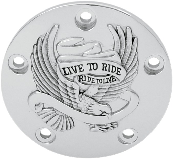 Drag Specialties Live to Ride Points Cover Black Chrome For Harley-Davidson - Points cover, fits Harley-Davidson models - Click Image to Close