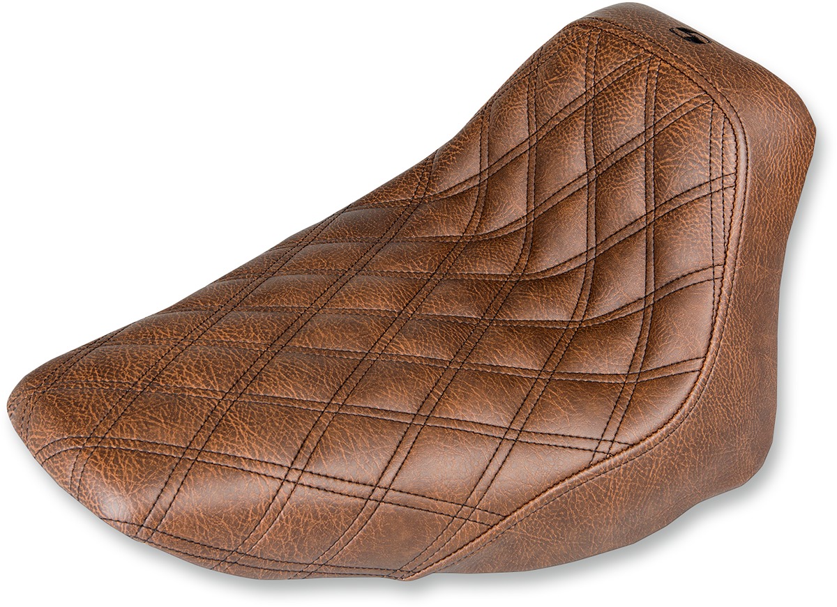 Saddlemen Renegade Lattice Stitch Solo Seat Brown For Harley Softail - Brown solo seat fits Harley Softail Deluxe & Heritage - Click Image to Close