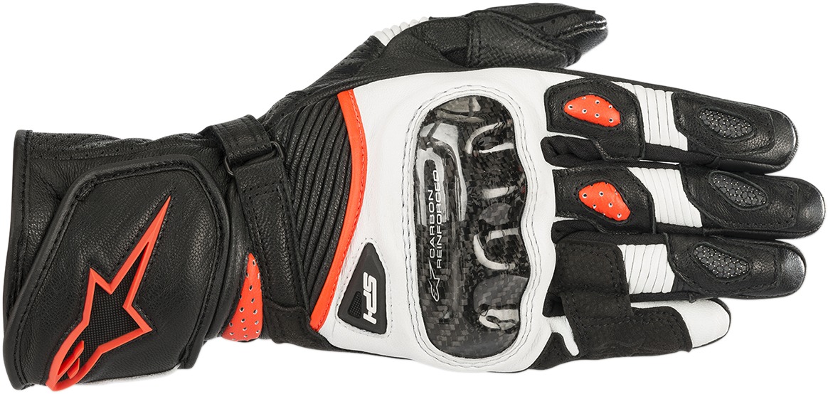 Women's SP-1 V2 Street Riding Gloves Black/White/Red Large - Click Image to Close