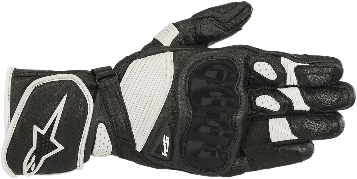 SP-1 V2 Leather Motorcycle Gloves Black/White 2X-Large - Click Image to Close