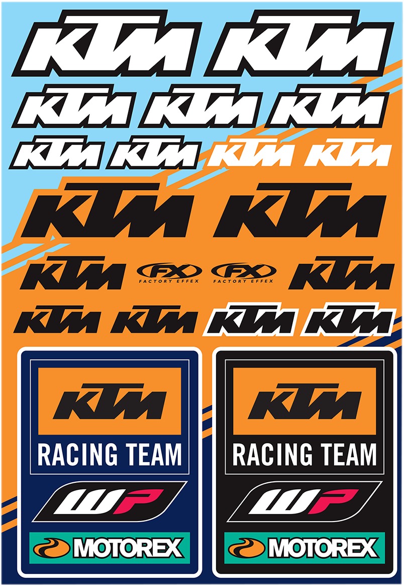 Factory Effex KTM Racing Sticker Sheet Orange 1-1/4" Universal Fit - Click Image to Close