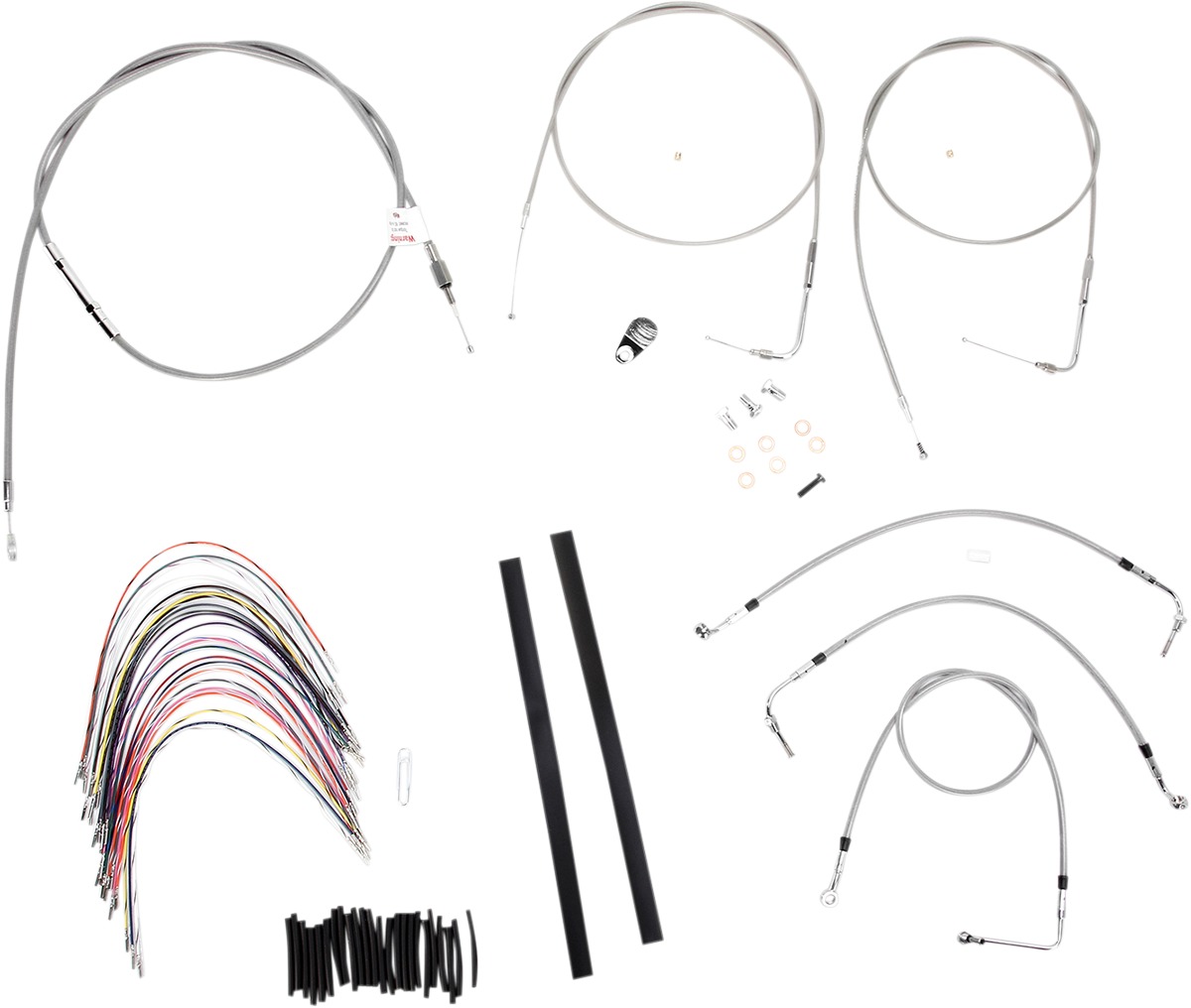 Extended Braided S.S. Control Cable Kit for Baggers - 16" tall bars - Click Image to Close
