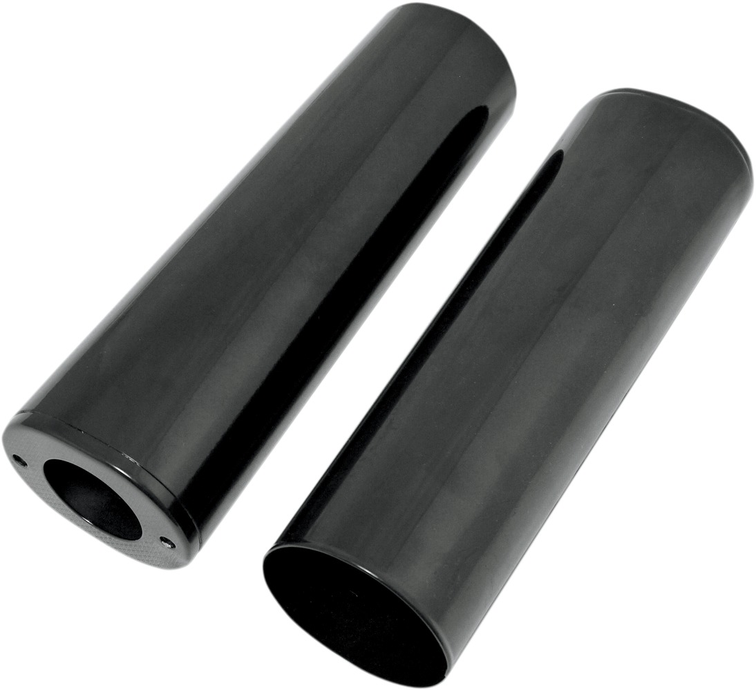 Drag Specialties Fork Slider Covers Smooth Extended Gloss Black Pair For Harley-Davidson - Click Image to Close