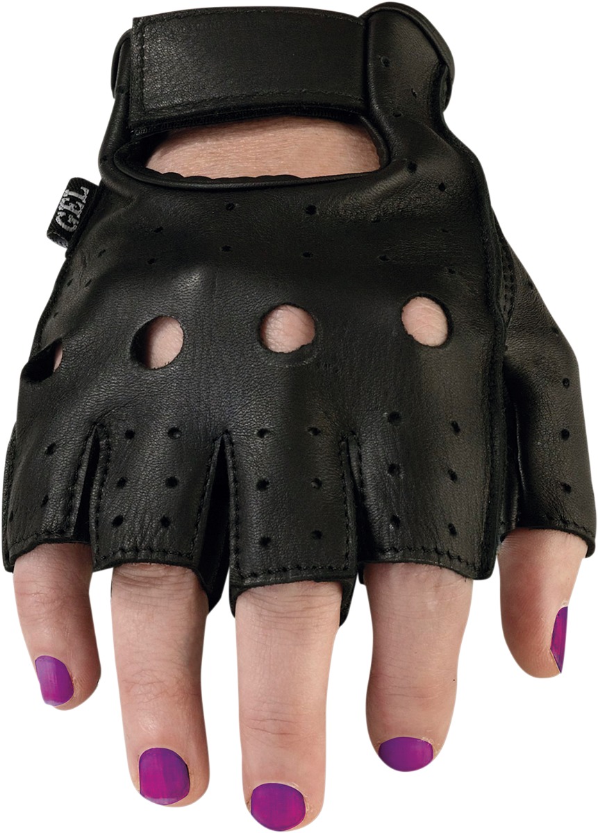 Z1R 243 Women's 2XL Black Half Finger Gloves - Half finger premium leather gloves, Women's 2XL - Click Image to Close