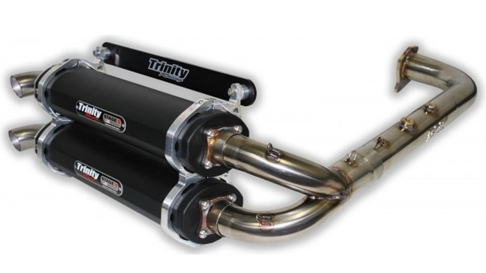 Black Dual Full Exhaust - For 16-21 RZR XP Turbo & S - Click Image to Close