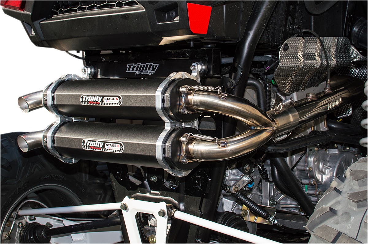 Black Dual Full Exhaust - For 16-21 RZR XP Turbo & S - Click Image to Close