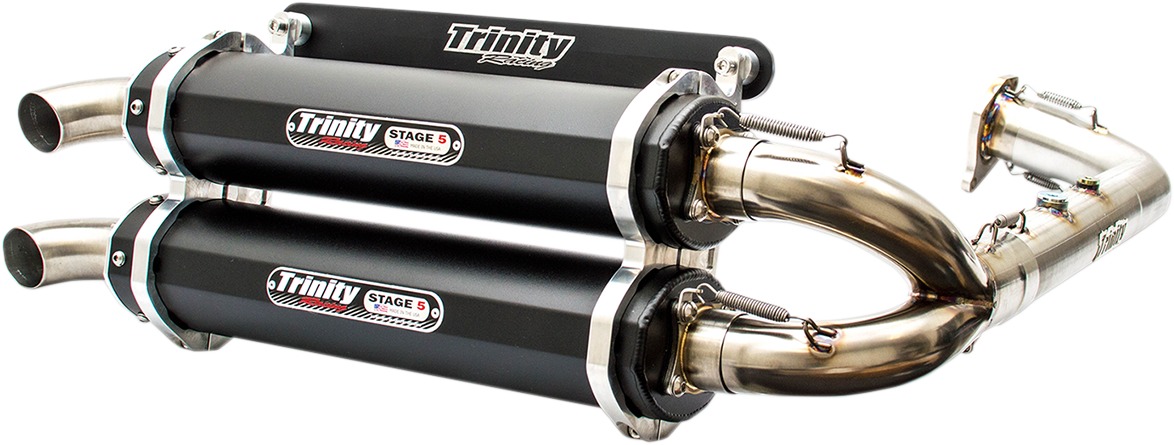 Black Dual Full Exhaust - For 16-21 RZR XP Turbo & S - Click Image to Close