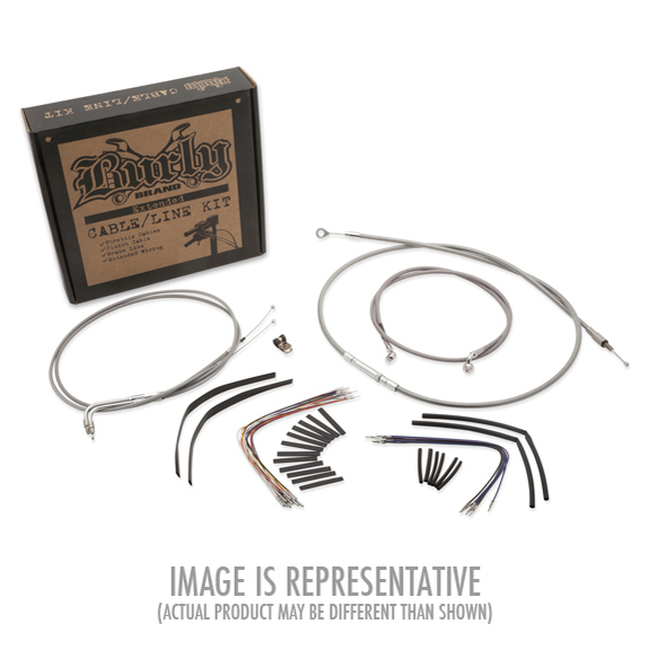 Extended Braided S.S. Control Cable Kit - 18" tall bars - For 00-06 Harley Davidson FXST/B/D - Click Image to Close