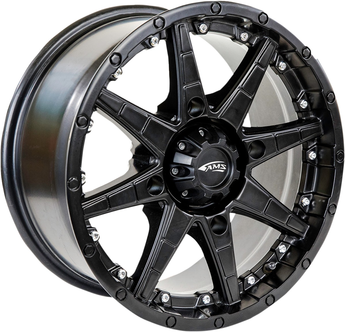 AMS Roll'n 105 Satin Black Wheel 14x7 4/156 - Satin black 14x7 wheel 4/156 bolt pattern For many ATVs/UTVs - Click Image to Close