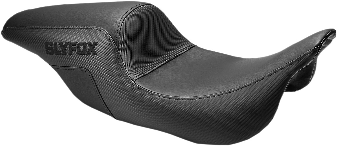 Step-Up Lattice Stitched Carbon Fiber 2-Up Seat - Black - For 08-20 Harley FLH FLT - Click Image to Close