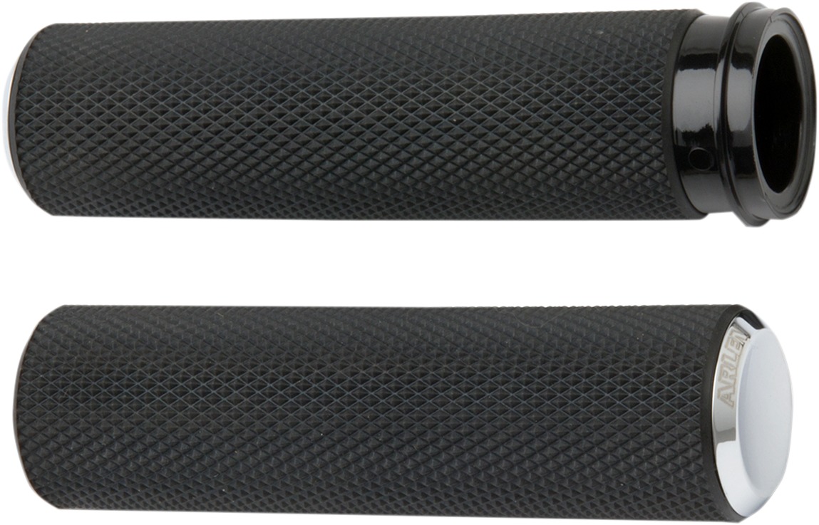 Arlen Ness Fly-By-Wire Fusion Series Grips Chrome Knurled - Click Image to Close
