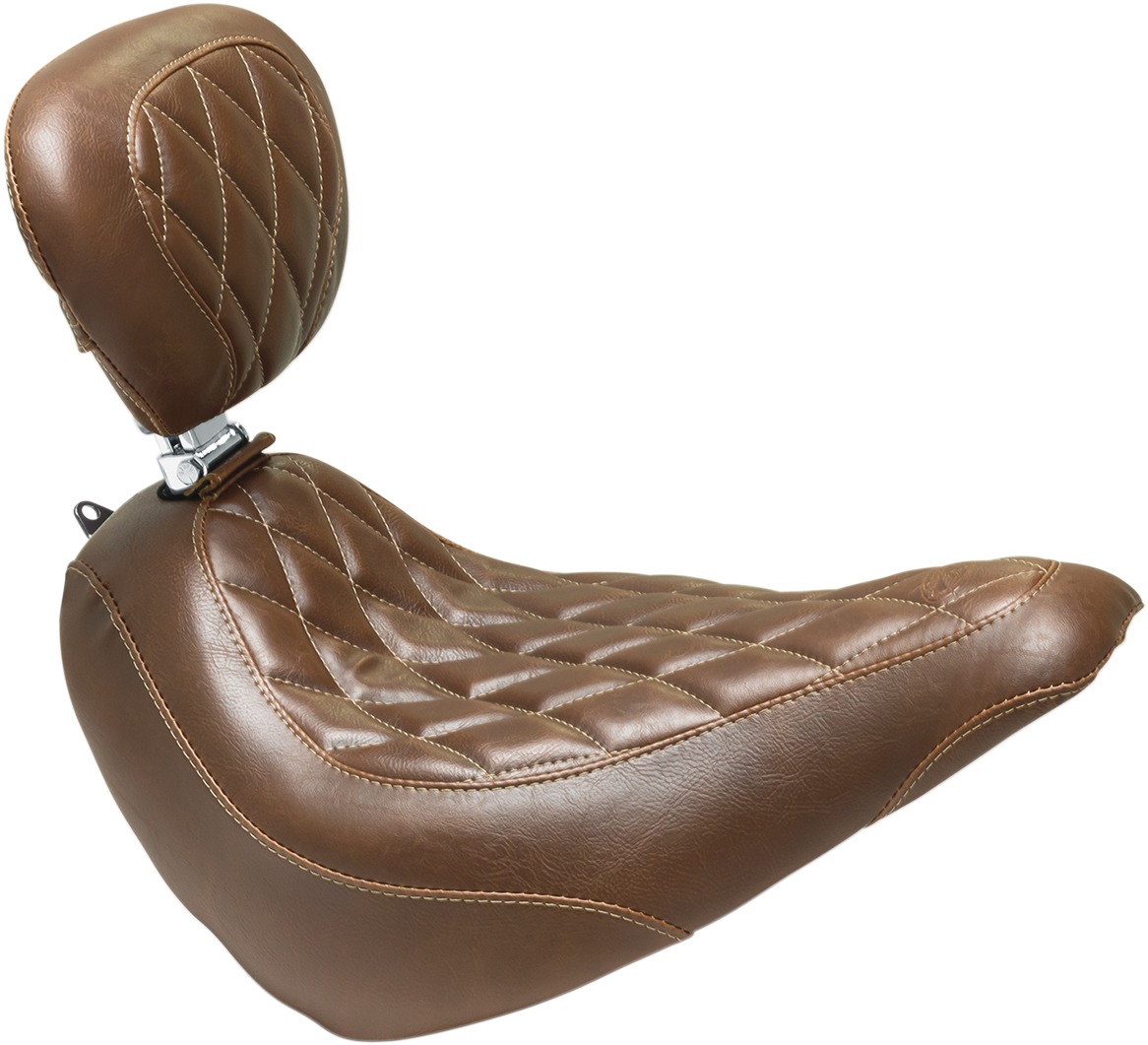 Tripper Diamond Brown Solo Seat w/Backrest - For 18-19 HD FLSL - Click Image to Close