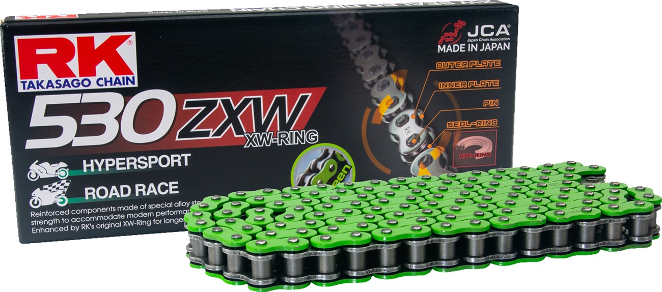 RK ZXW Series 530 XW-Ring Chain Rivet Master Link Green - Rivet connecting link for RK 530 ZXW chain - Click Image to Close
