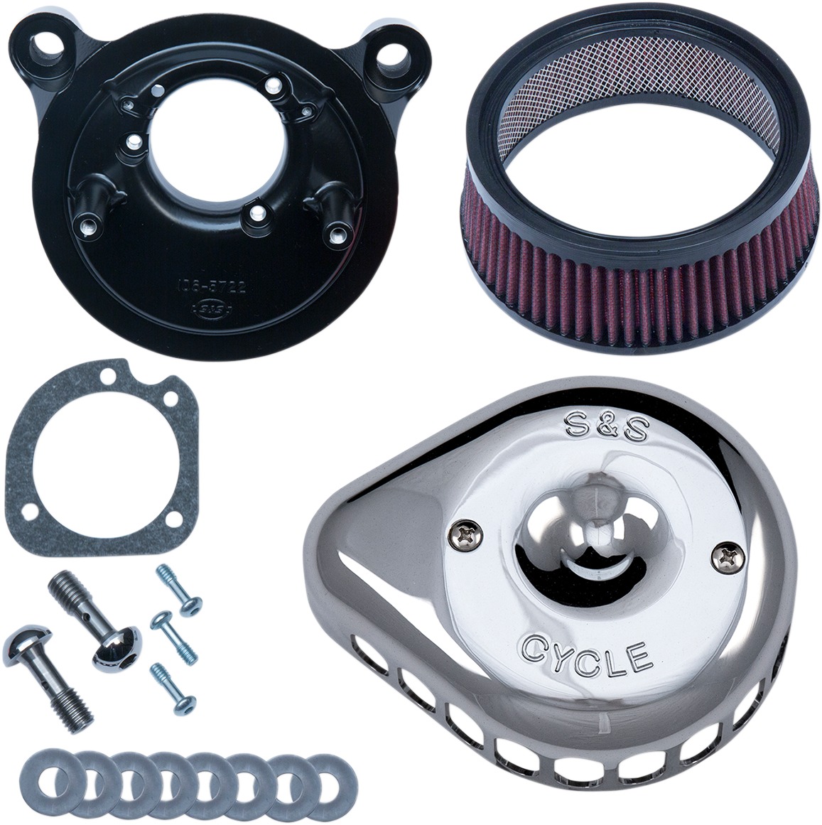 S&S Chrome Stealth Mini Teardrop Air Cleaners for Harley-Davidson - Click Image to Close