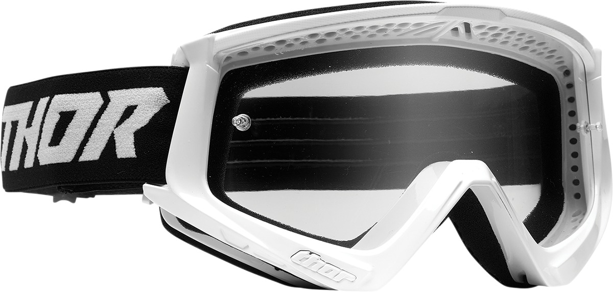 Thor Combat Racer Goggle Clear Lens White/Black Adult Unisex - Anti-fog clear lens MX goggle with tear-off posts - Click Image to Close