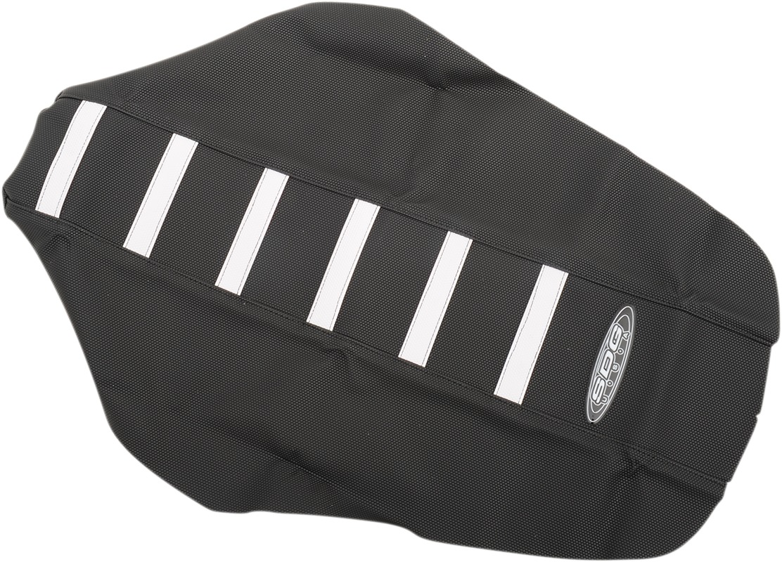 6-Rib Water Resistant Seat Cover Black/White - For 14-18 Kawasaki KX100 KX85 - Click Image to Close
