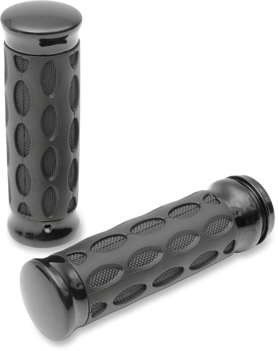 Drag Specialties Custom Rubber Grips Black Gloss 1 in Pair For Harley-Davidson - Click Image to Close