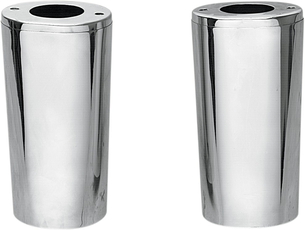 Drag Specialties Fork Slider Covers Smooth Chrome Extended 4in Pair For Harley - Click Image to Close