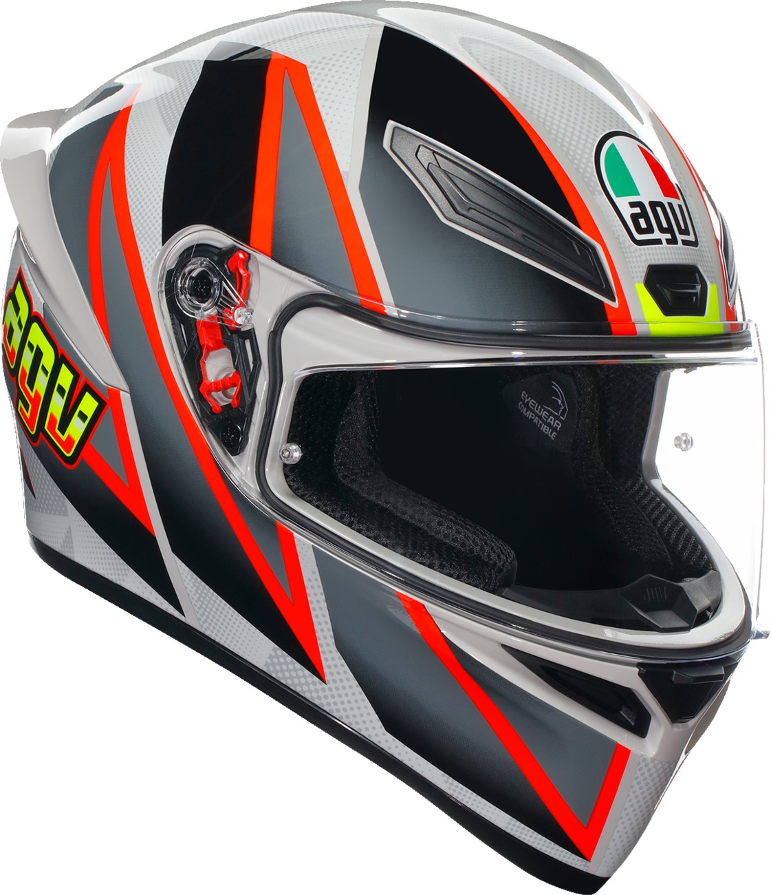 AGV K1 S Blipper Helmet Gloss Black/Red/Gray Small - Full face helmet, gloss black/red/gray, size small - Click Image to Close