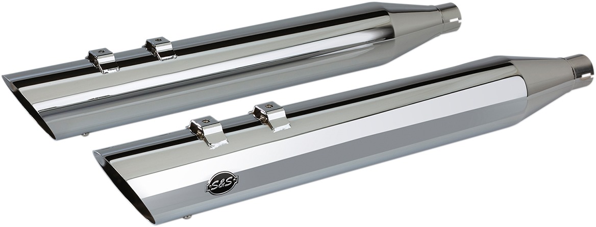 Chrome 4" Slip On Exhaust Slash-Cut - For 17-21 Harley Touring - Click Image to Close