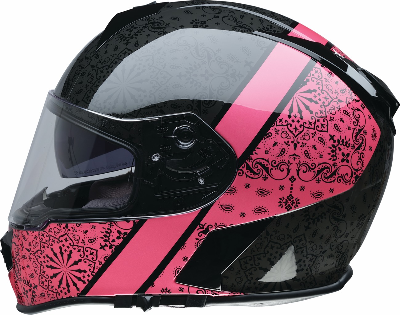 Z1R Warrant PAC Helmet XL Pink/Black Gloss Unisex - Full face helmet with drop-down sun visor - Click Image to Close
