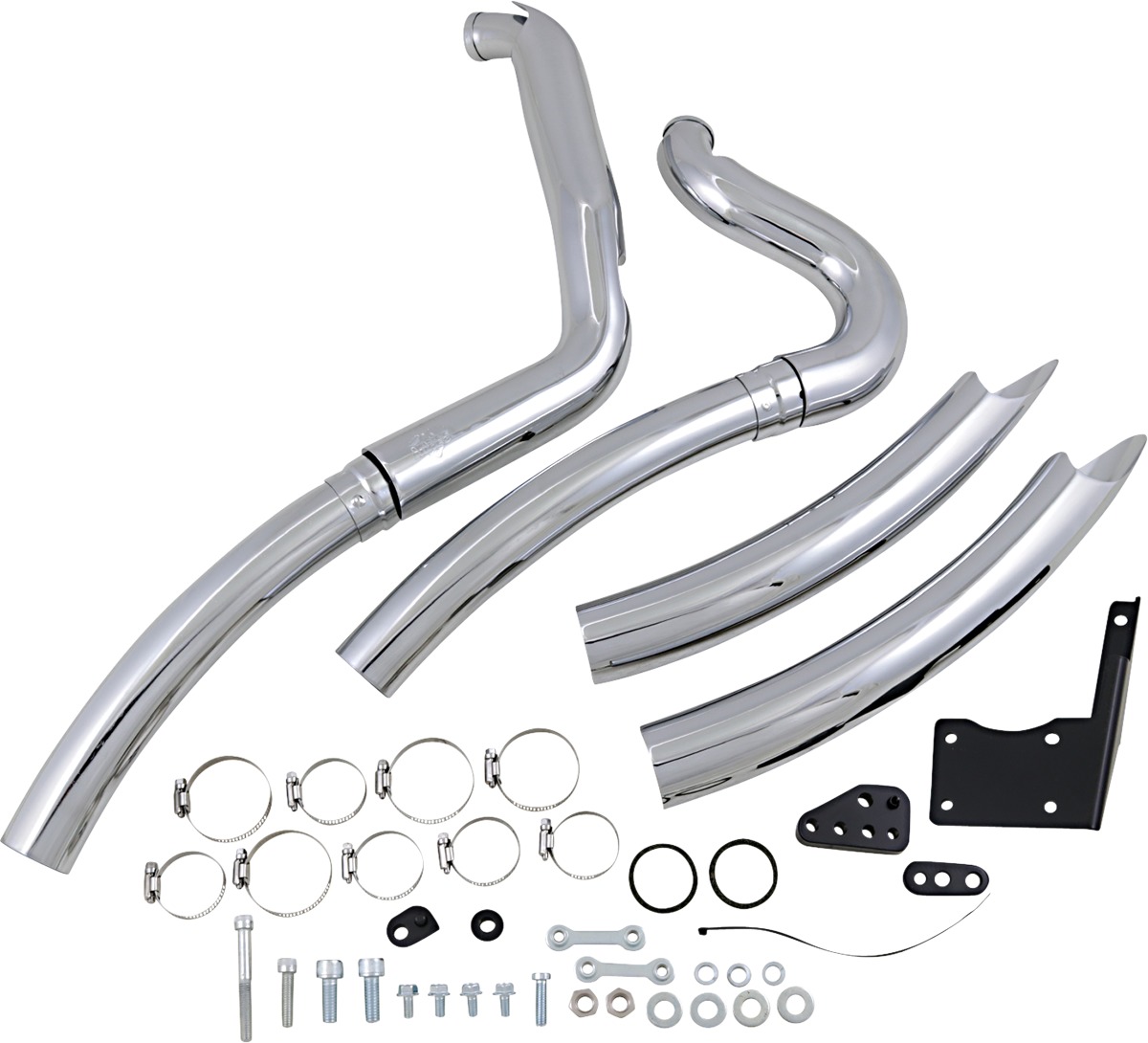 2-2 Big Radius Chrome Full Exhaust - For 09-16 Harley FLH FLT - Click Image to Close