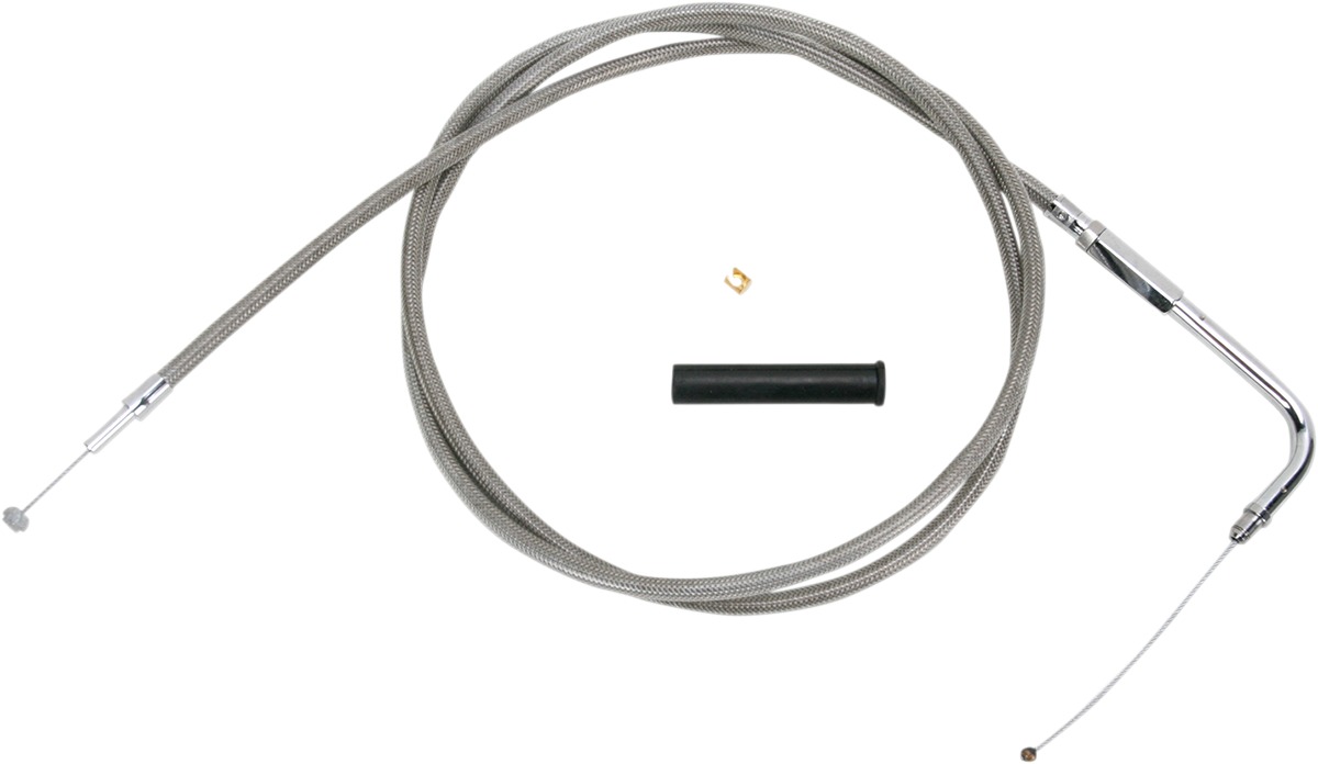 Drag Specialties Stainless Braided Throttle Cable 58in For Harley-Davidson - 58in braided throttle cable For Harley-Davidson - Click Image to Close