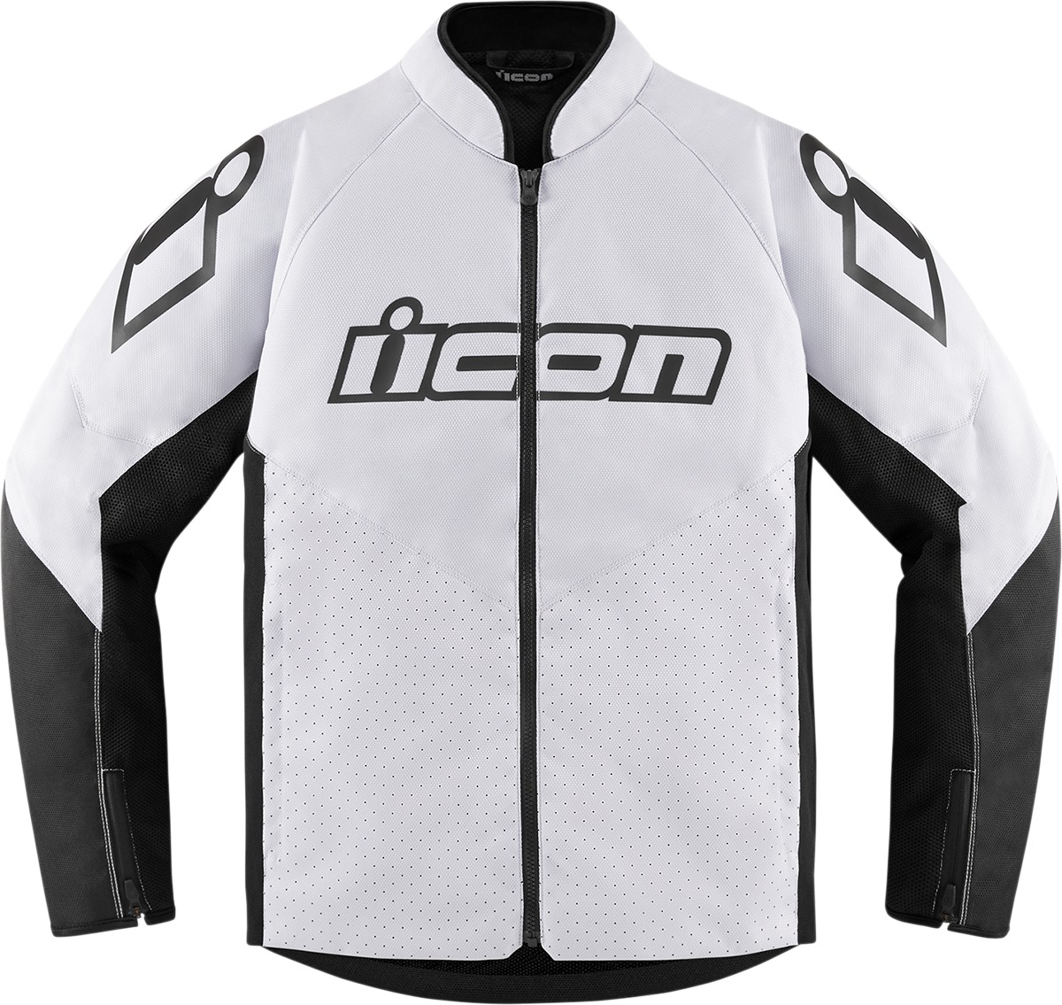 ICON Hooligan Jacket Men's L White/Black - Durable polyester sport-fit jacket - Click Image to Close