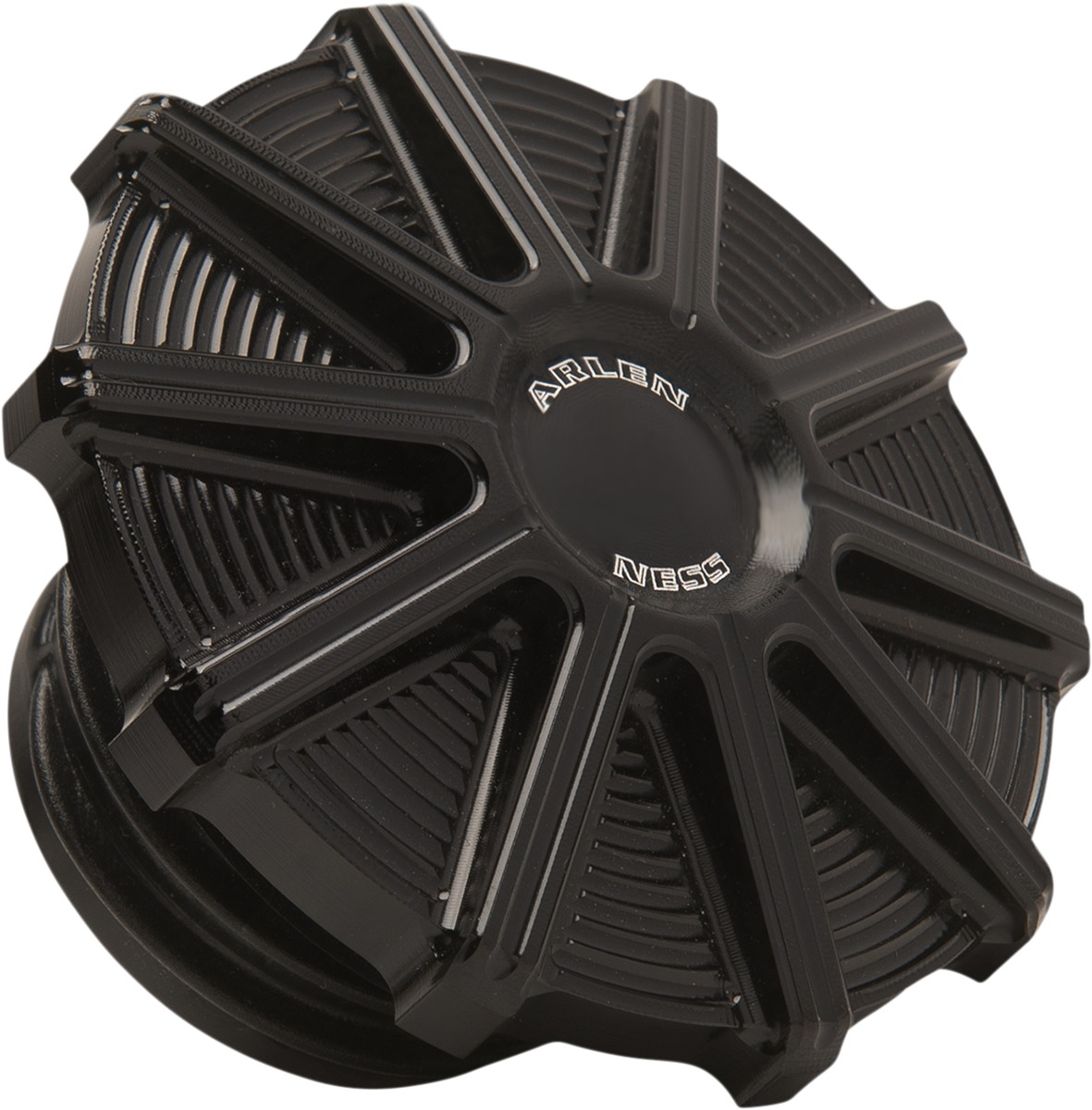 Arlen Ness 10-Gauge Black Vented Gas Cap - Click Image to Close