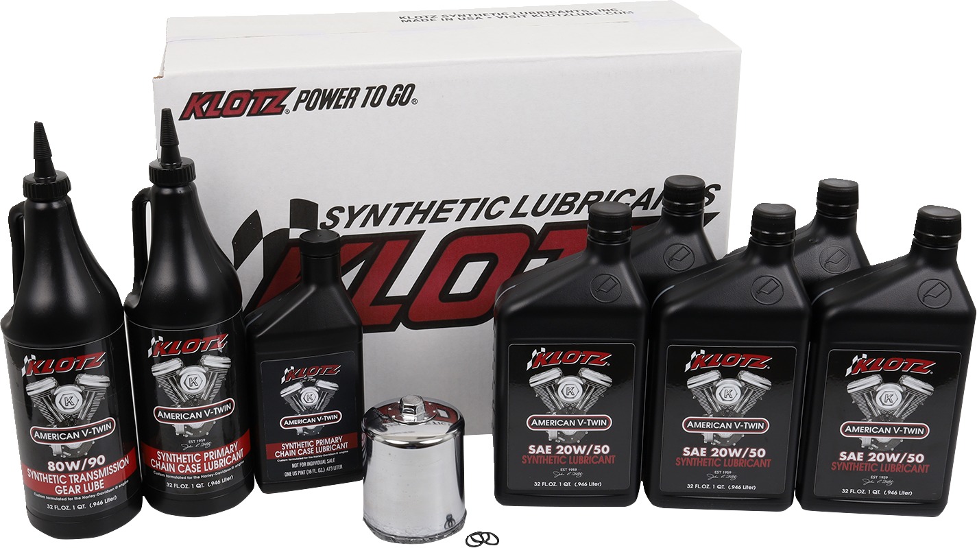 Klotz Oil Change Kit Harley Twin Cam & Milwaukee Eight - Complete oil change kit For Harley Twin Cam & M8 - Click Image to Close