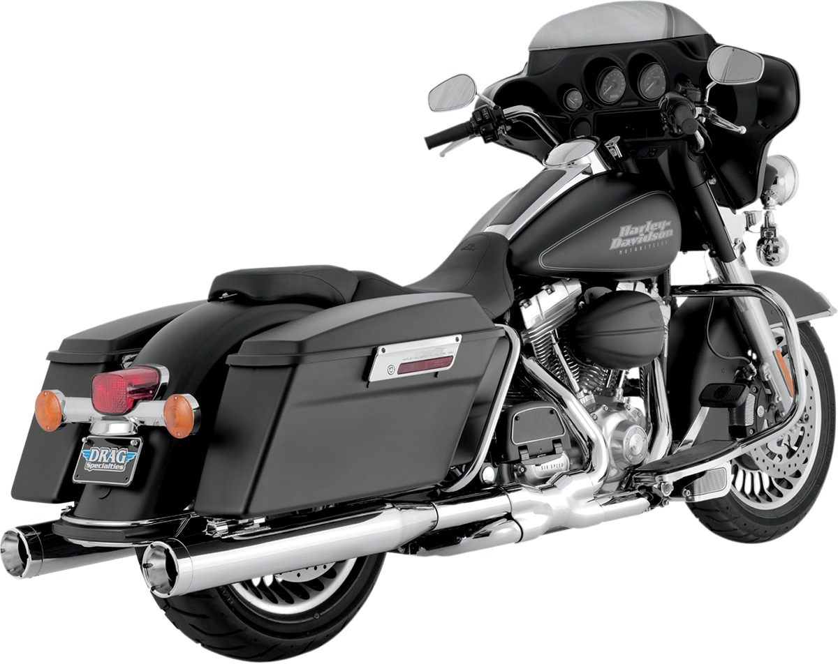 Monster Round Chrome Slip On Exhaust - For 95-16 Harley Touring - Click Image to Close