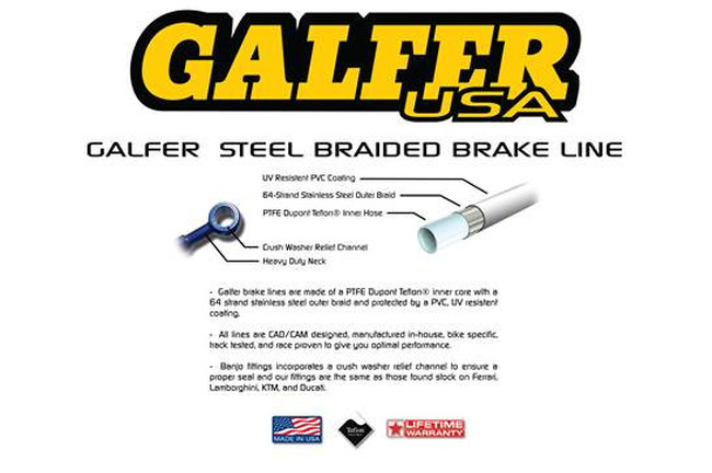 Gold Lines & Gold Banjos Rear Stainless Steel Brake Line - For 84-86 ZX550 GPZ - Click Image to Close