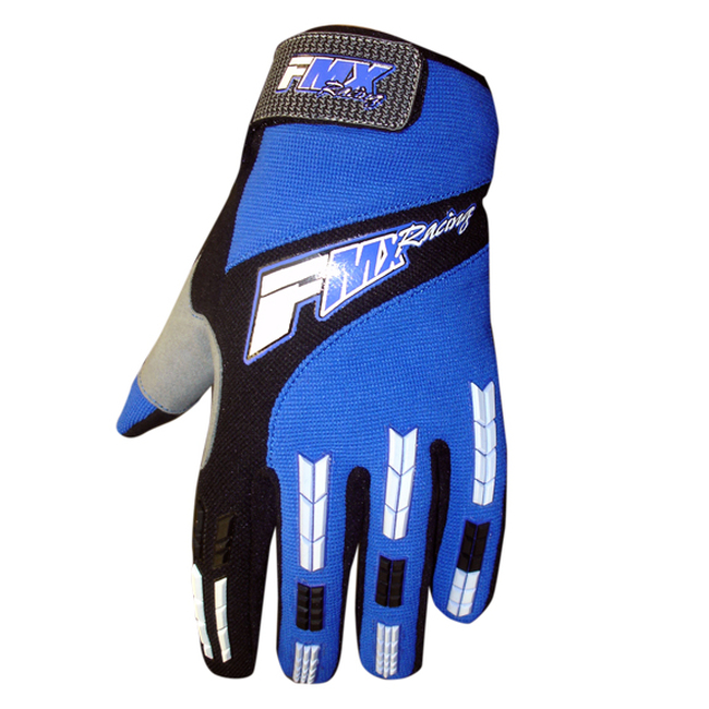FMX Zaca MX Gloves Blue/White/Black - Unisex Medium Textile - Click Image to Close