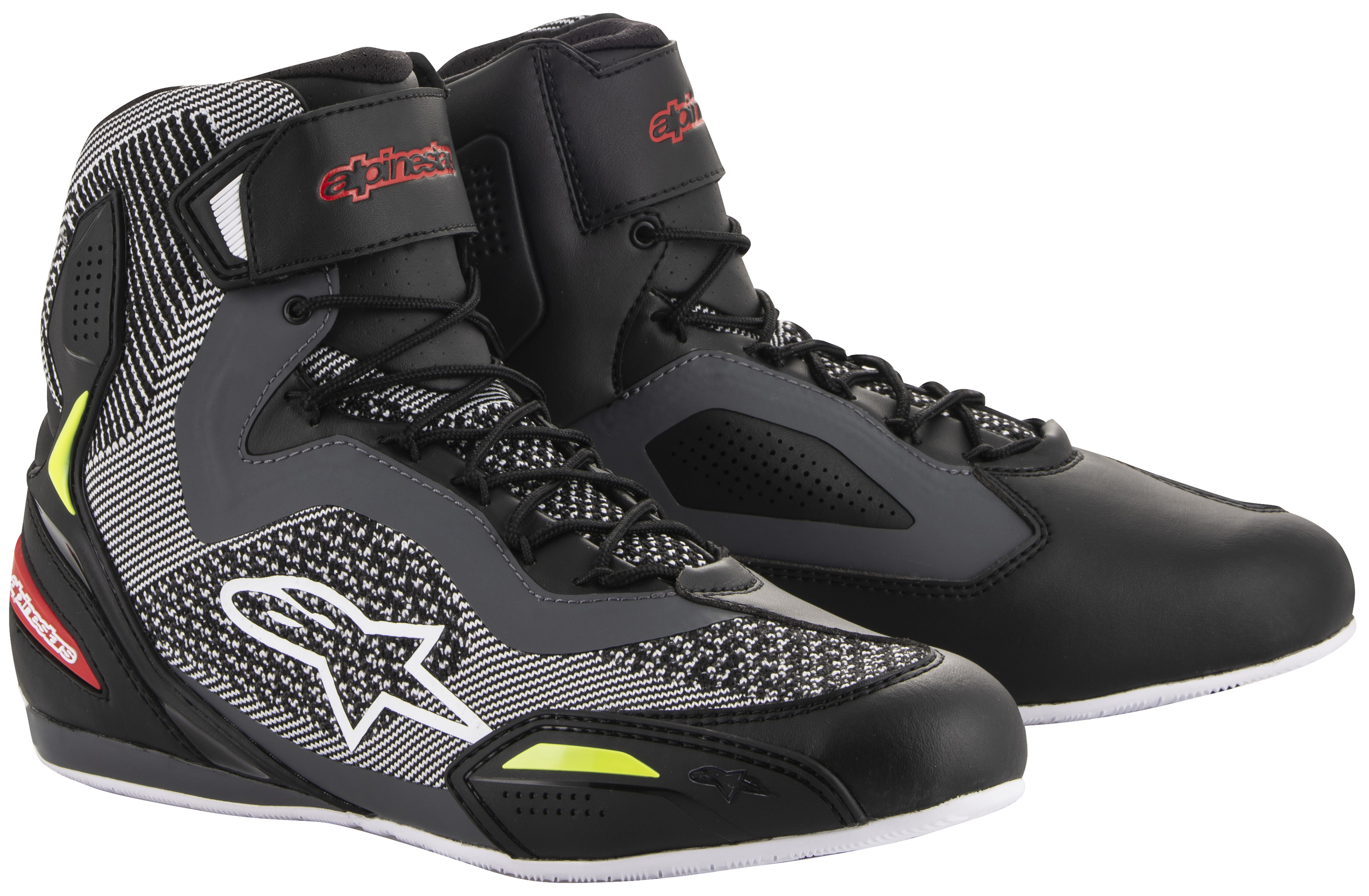 Alpinestars FSTR-3 Knit Shoe Black/Gray/Yellow Size 9.5 - Click Image to Close