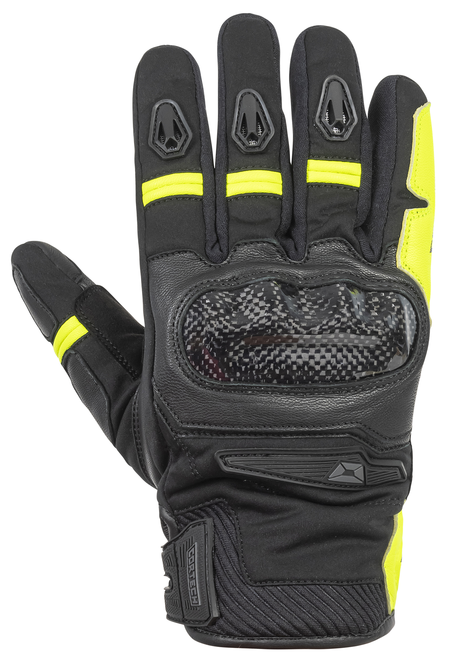 Cortech Super-Sonic WP Gloves Black/Hi-Viz Large - Waterproof motorcycle gloves, Black/Hi-Viz, Large - Click Image to Close