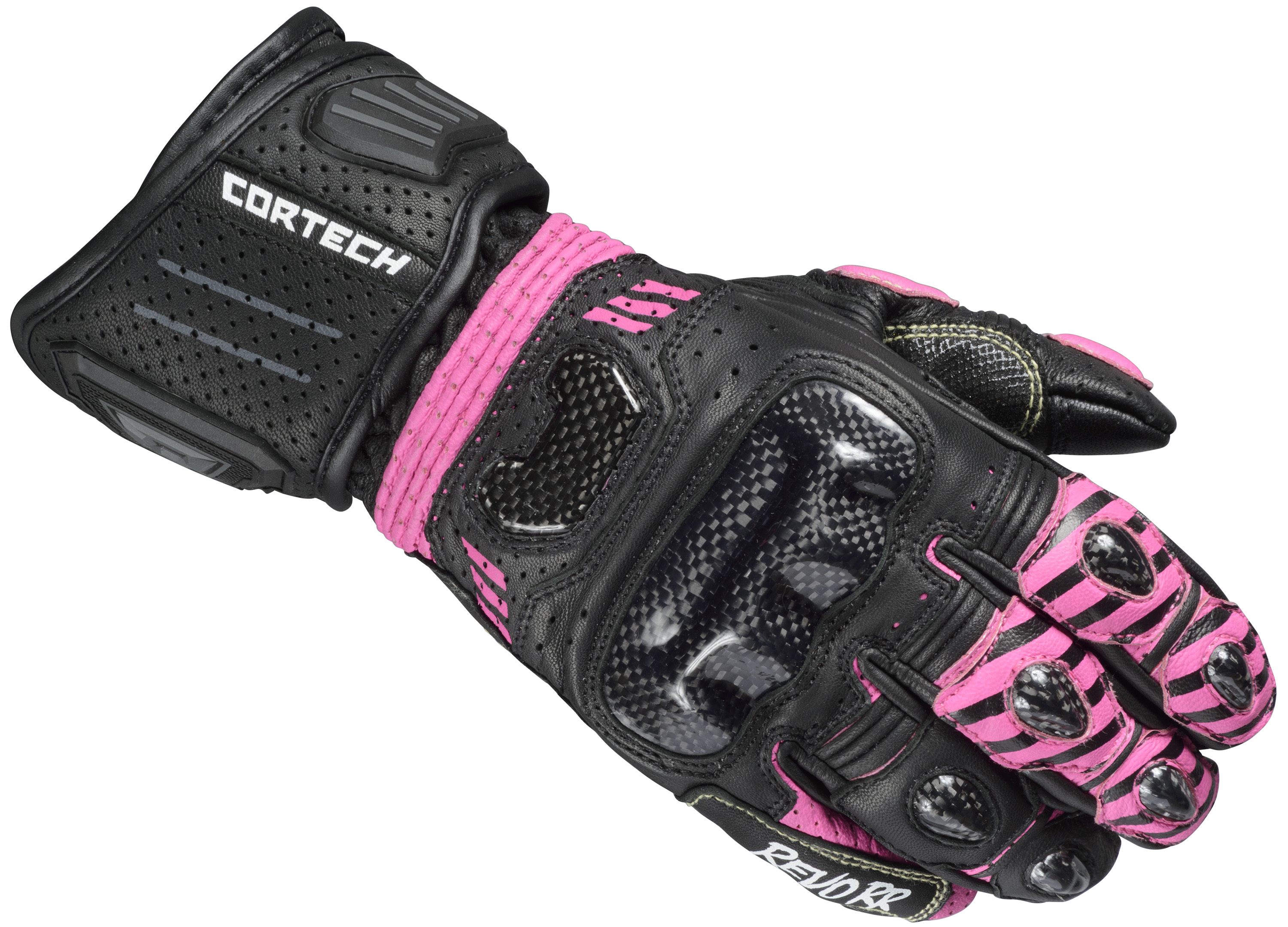 Cortech Revo Sport RR Gloves Black Pink Women's Large - Women's large black/pink sport gloves - Click Image to Close