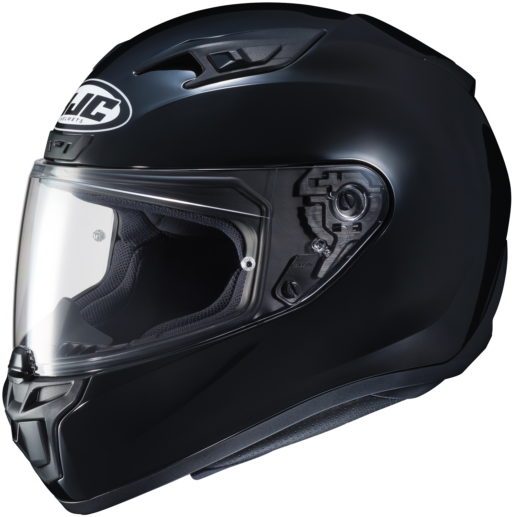 i10 Solid Black Full-Face Street Motorcycle Helmet X-Small - Click Image to Close