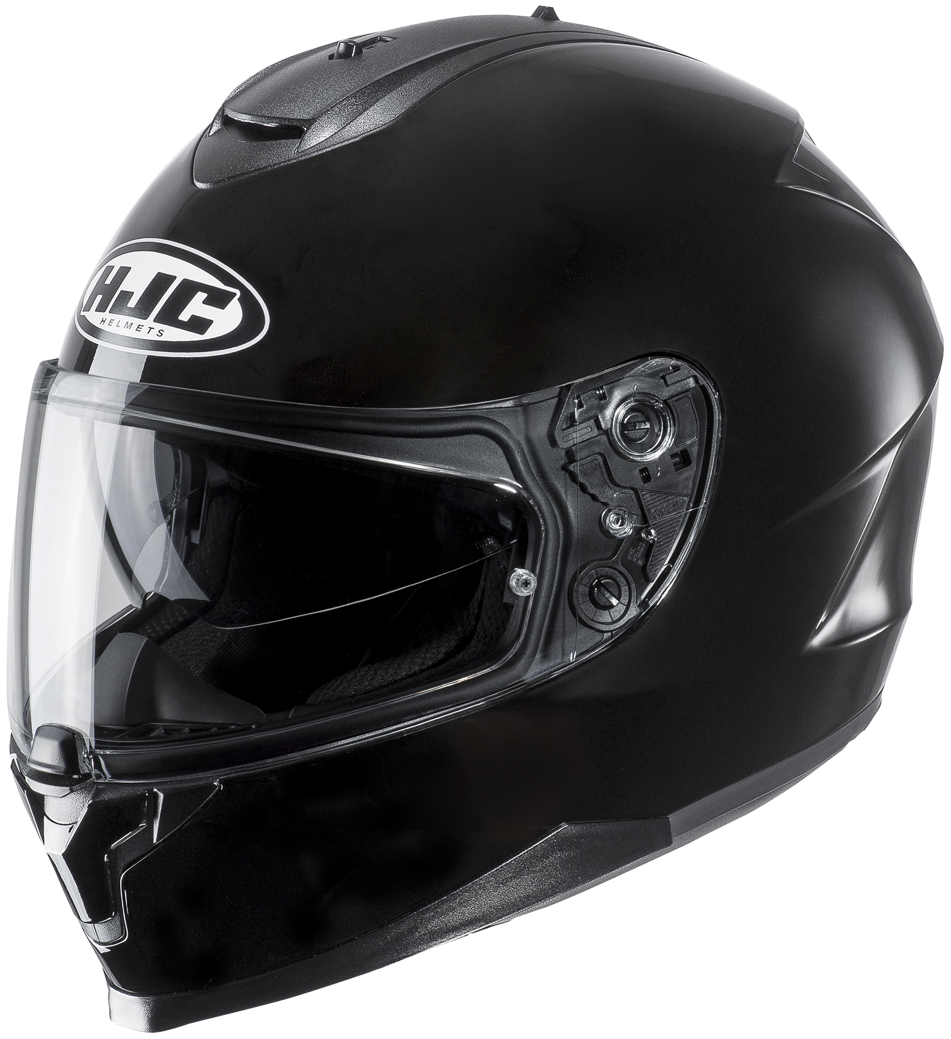 C70 Solid Black Full-Face Street Motorcycle Helmet X-Small - Click Image to Close
