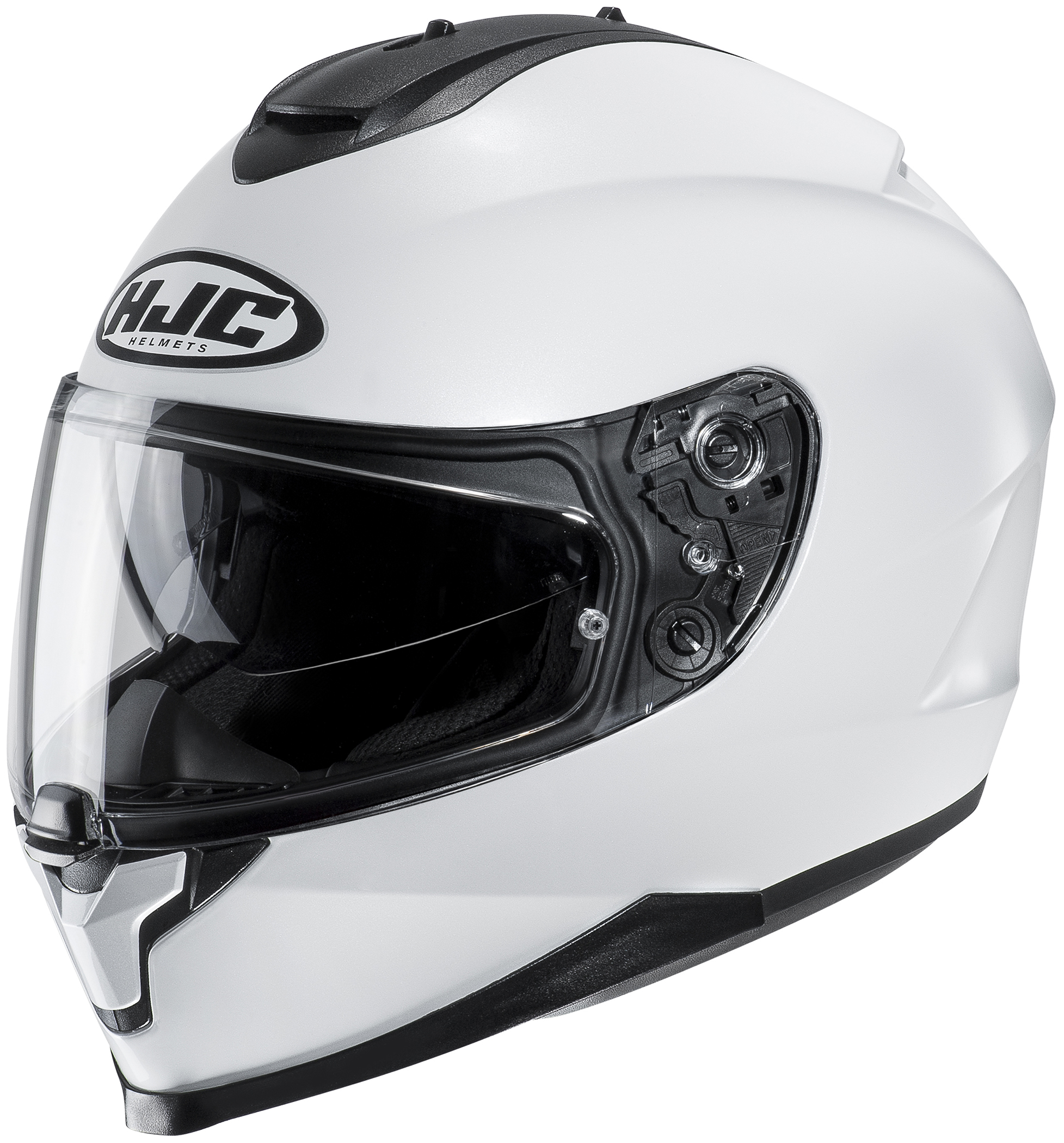C70 Solid White Full-Face Street Motorcycle Helmet Medium - Click Image to Close