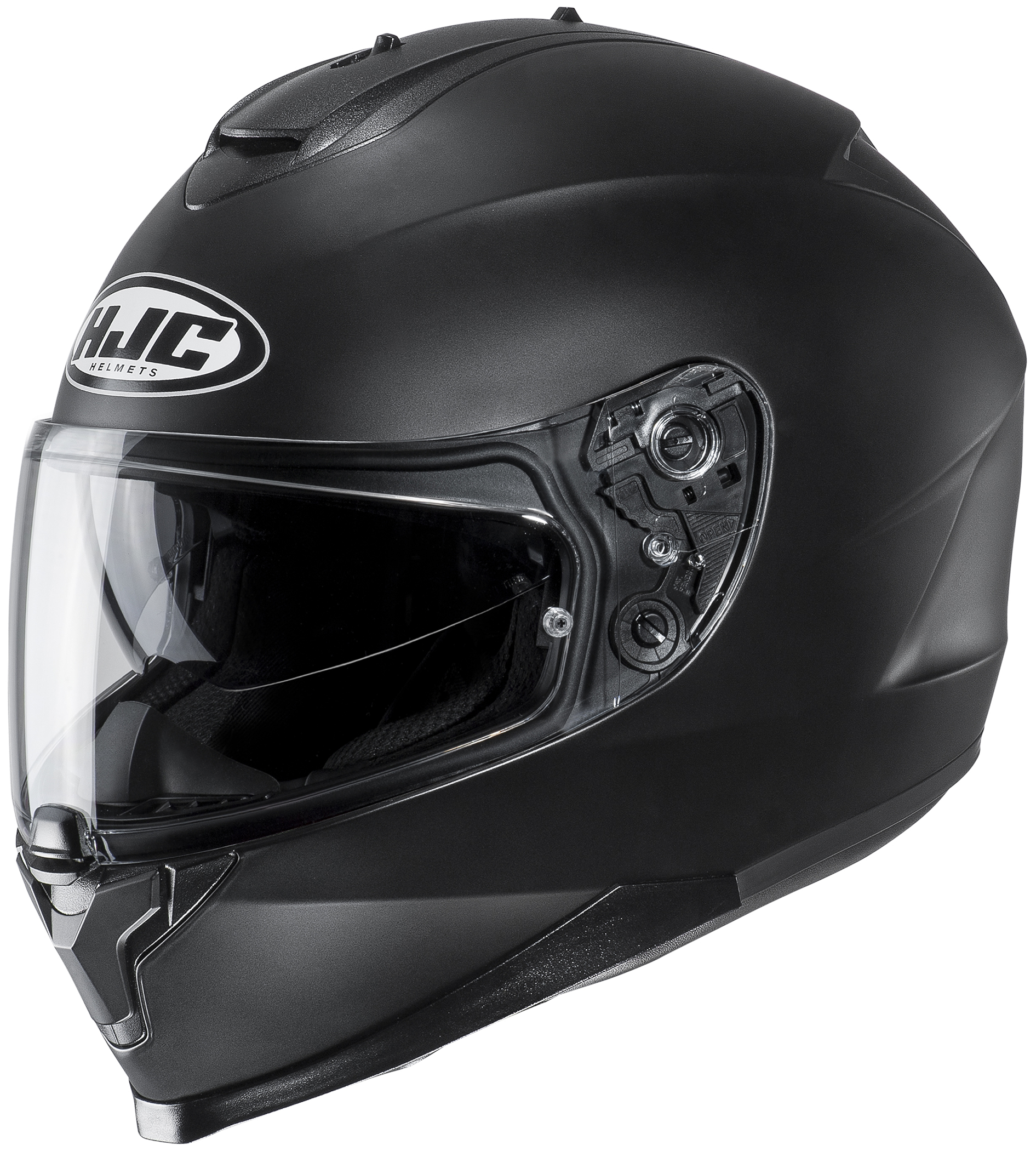 C70 Semi-Flat Black Full-Face Street Motorcycle Helmet 2X-Large - Click Image to Close