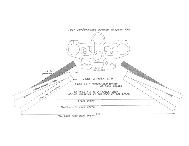 Adjustable Handlebar Bridge 1" Riser - For 06-18 Yamaha FJR1300 - Click Image to Close