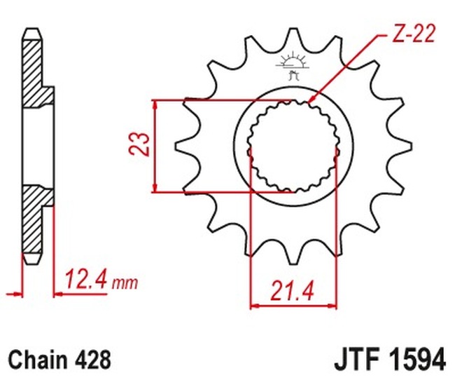Front Steel Countershaft Sprocket - 15 Tooth 428 - For XT250 - Click Image to Close
