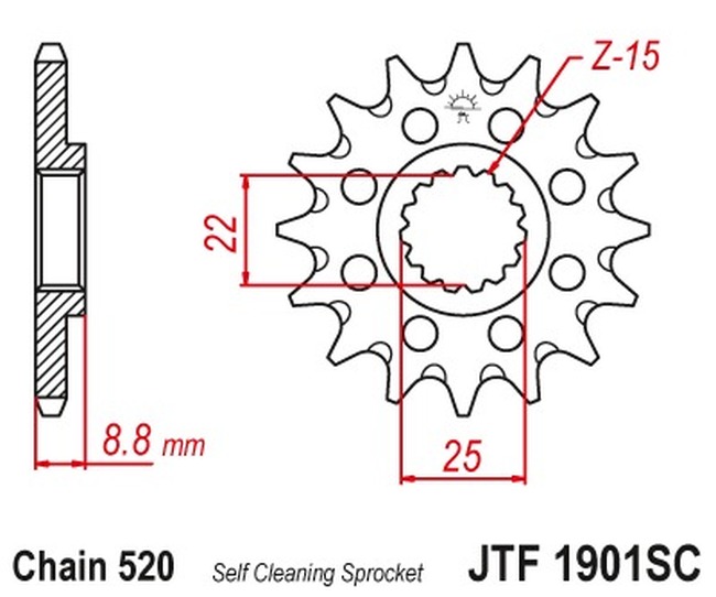 Front Steel Countershaft Sprocket Self Cleaning - 16 Tooth 520 - Click Image to Close