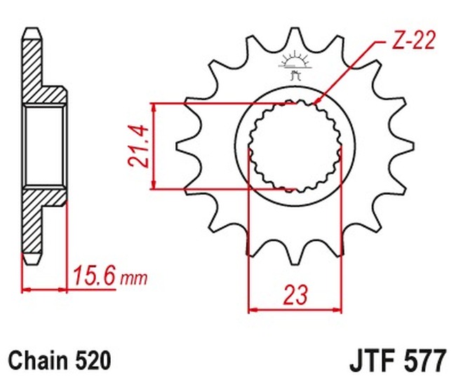 Steel Front Countershaft Sprocket - 15 Teeth - New JT! - Click Image to Close