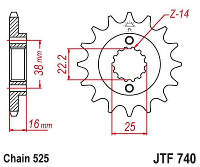 Front Steel Countershaft Sprocket - 15 Tooth 525 - Click Image to Close