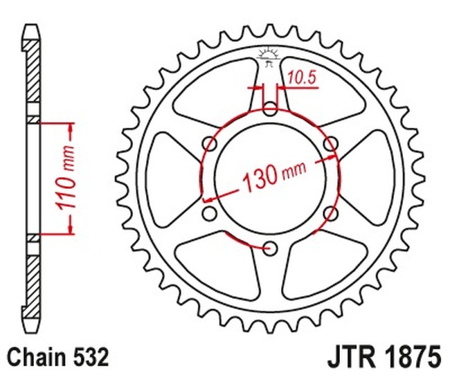 Steel Rear Sprocket - 48 Teeth 532 Pitch - Click Image to Close