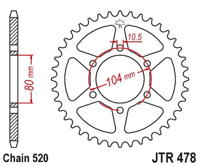 Steel Rear Sprocket - 42 Tooth 520 - For Vulcan Versys Ninja 400-800 - Click Image to Close