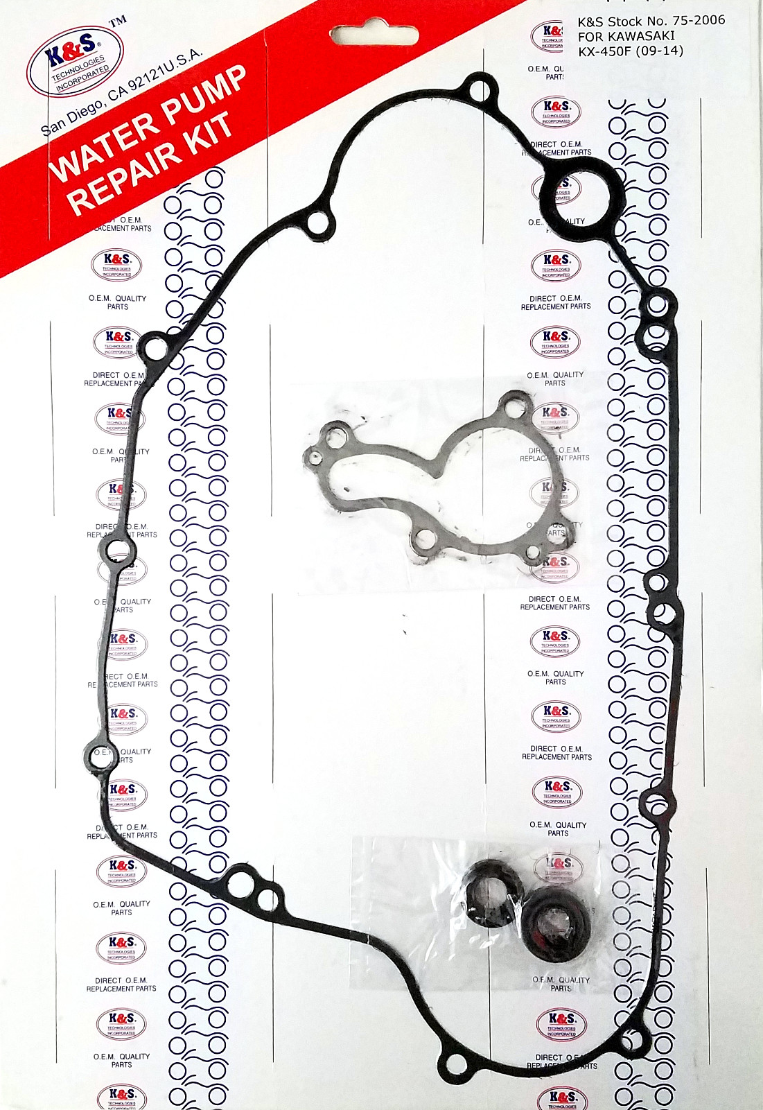 Water Pump Repair Kit w/ Gasket - 09-15 Kawasaki KX450F - Click Image to Close